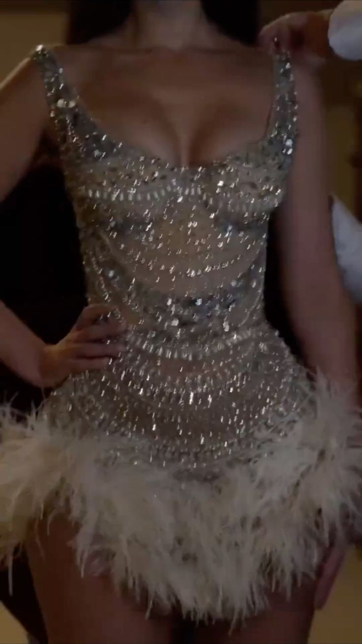 Gorgeous Champagne Sequin Beaded Sheath Cocktail Dress Formal Homecoming Dress