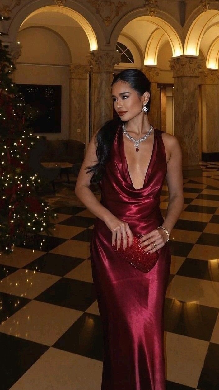 Stylish Burgundy V Neck Backless Long Wedding Guest Dress Mermaid Party Dress