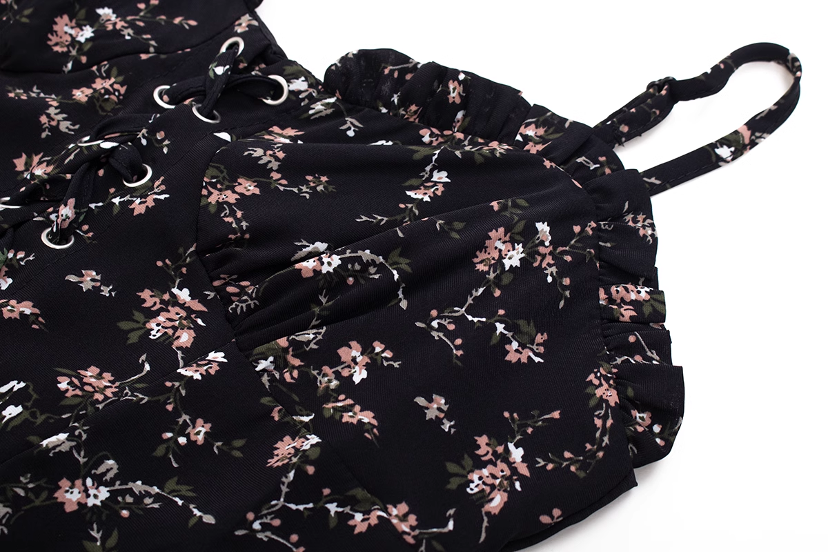 Women's Irregular Floral Suspender Dress Holiday Dresses