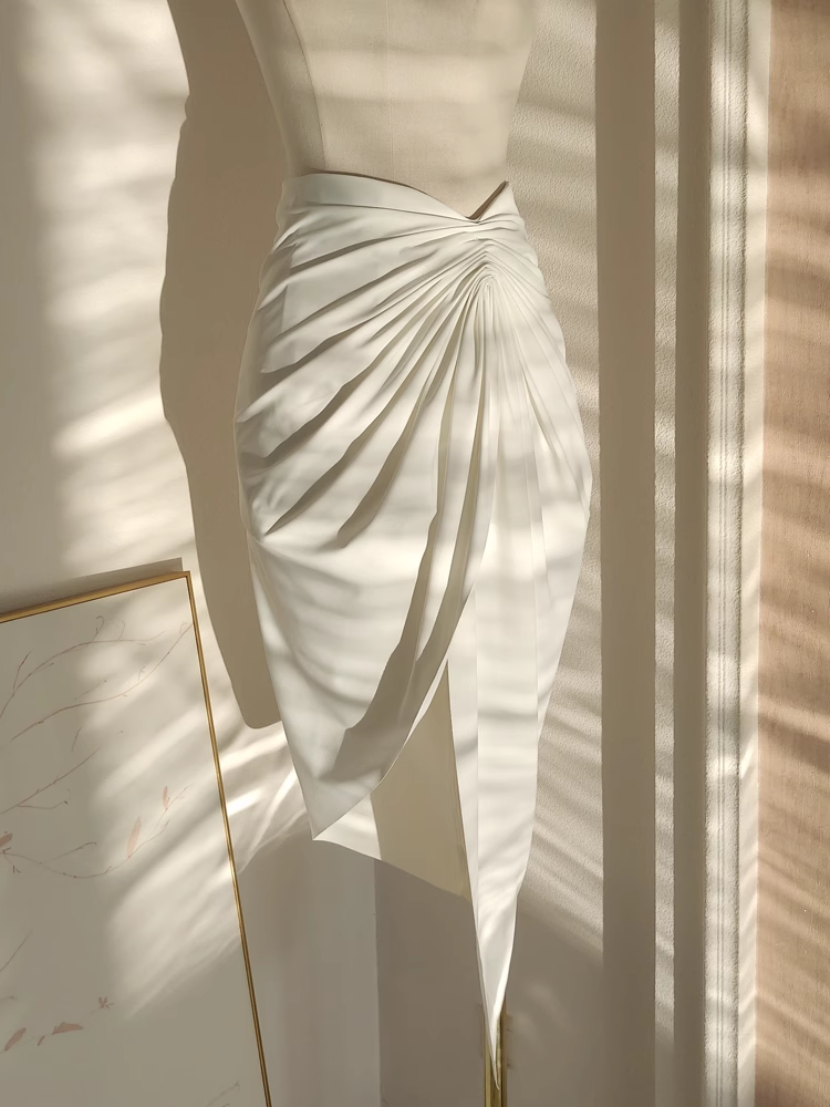 Modest 2 Pieces Top and Skirt Ivory Women's Long Vacation Dresses