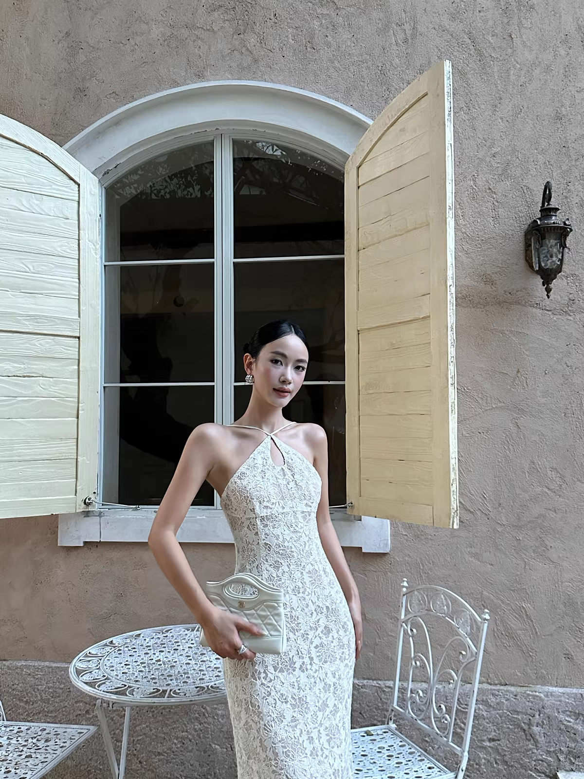 Glamorous Beige Sleeveless Lace Mermaid Slit Long Evening Dress Formal Birthday Party Gown