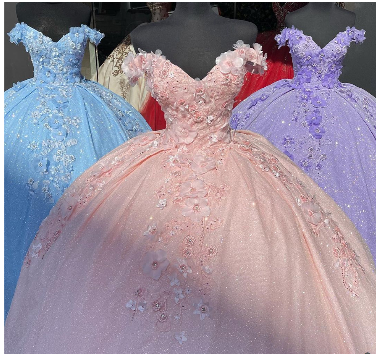 Pink ball gown Party Dress Elegant Long evening gown Sweet 16 Dress Quince Dresses