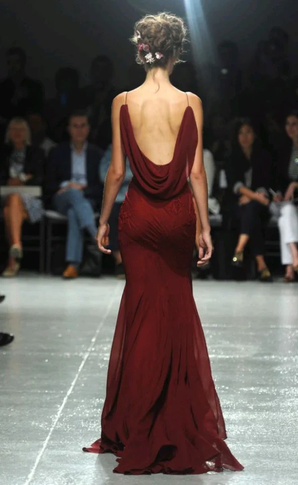 Vintage Burgundy Mermaid Evening Dress Long Prom Dress