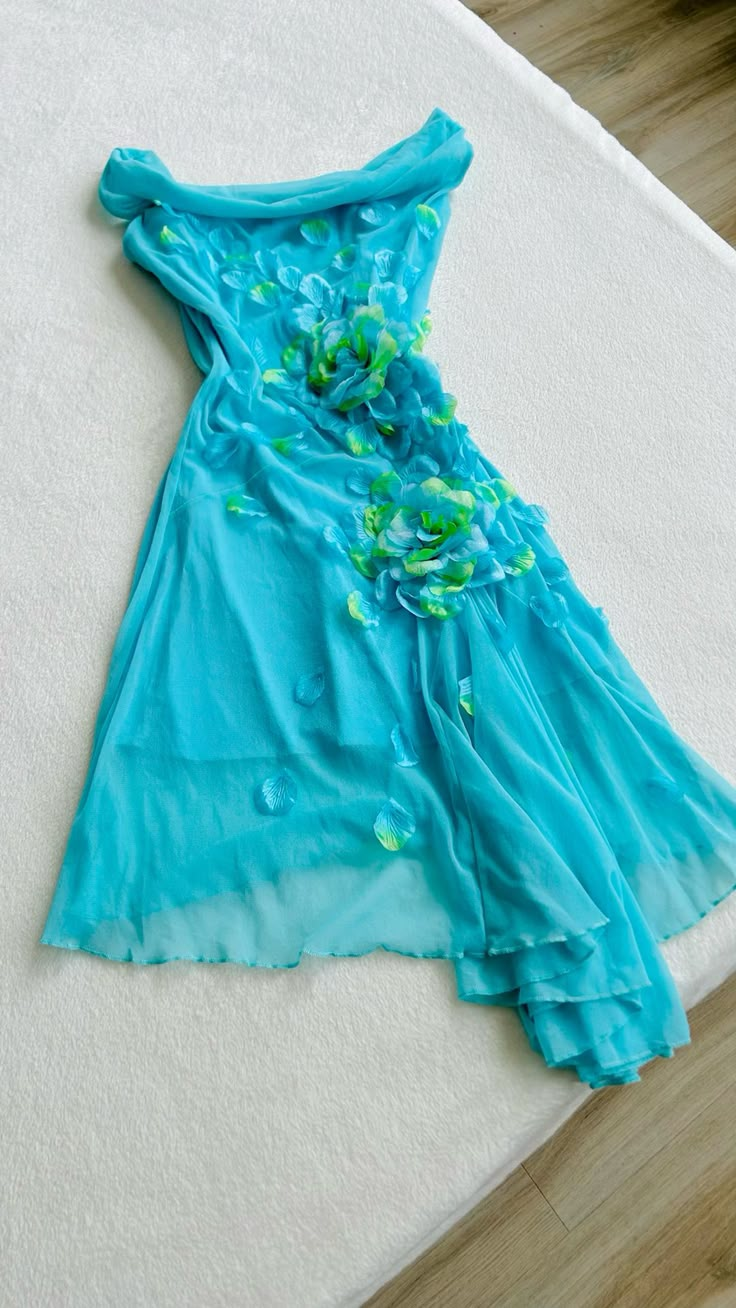 Classy Blue Chiffon Appliques Short Party Dress Formal Homecoming Dress