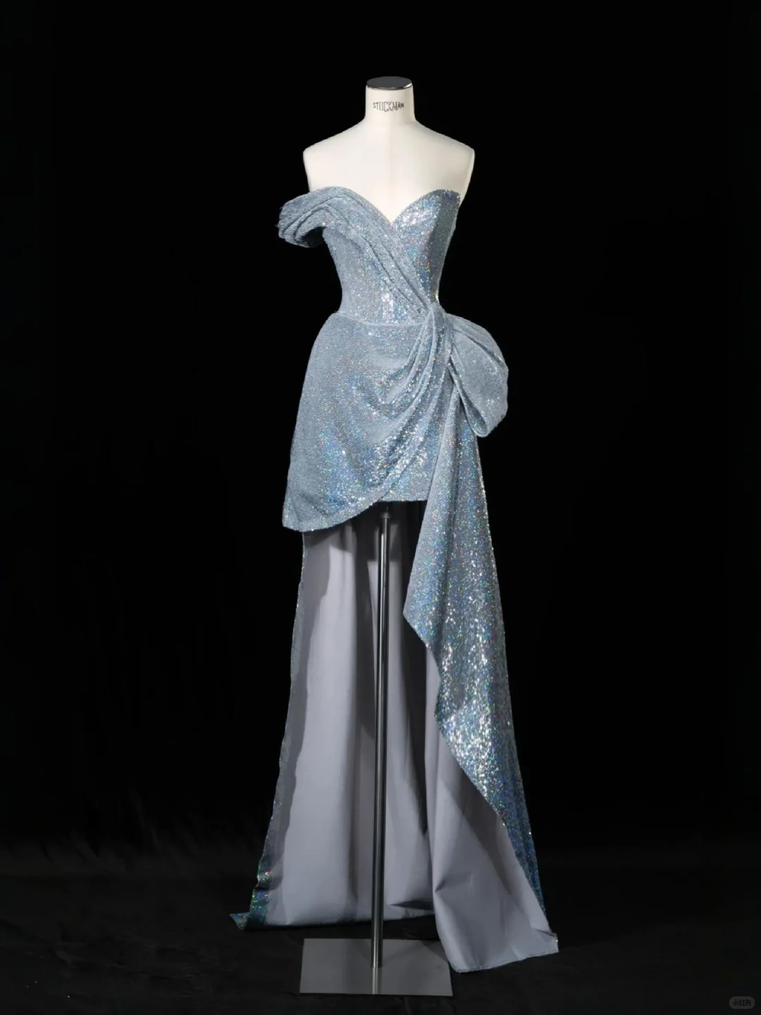 Glitter Blue Off The Shoulder Sequins Birthday Dress Formal Graduation Homecoming Dress
