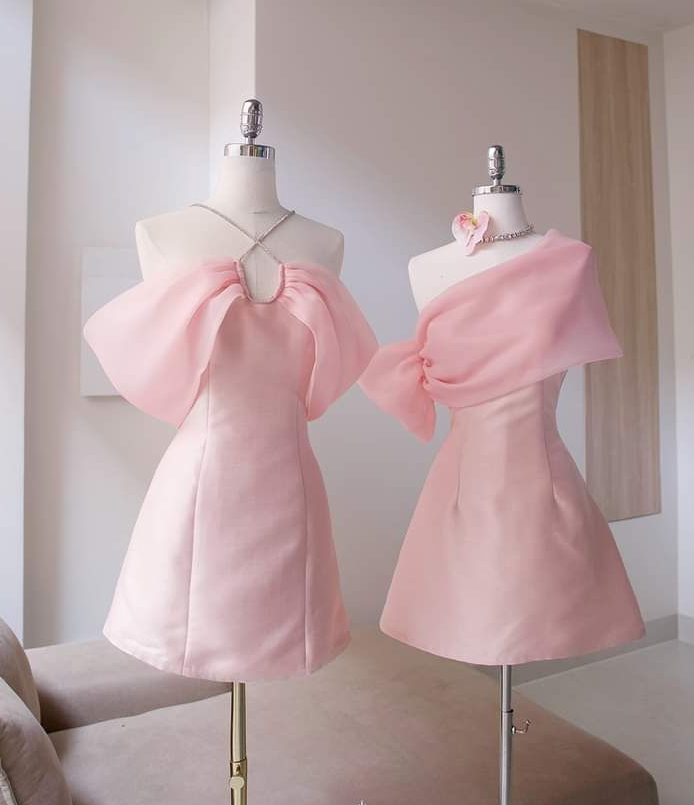 Charming One Shoulder Pink Short Graduation Homecoming Dress Formal 20th Birthday Outfits