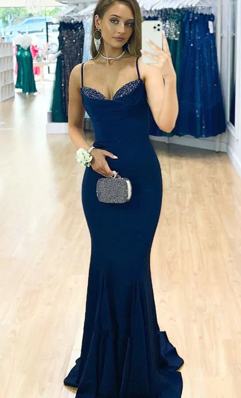Fashion Tight Navy Blue Prom Dress