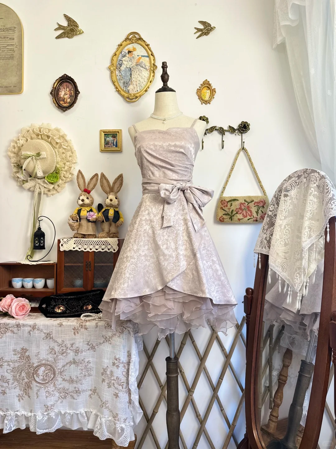 Vintage Satin Print Floral A Line Short Party Dress Homecoming Dress
