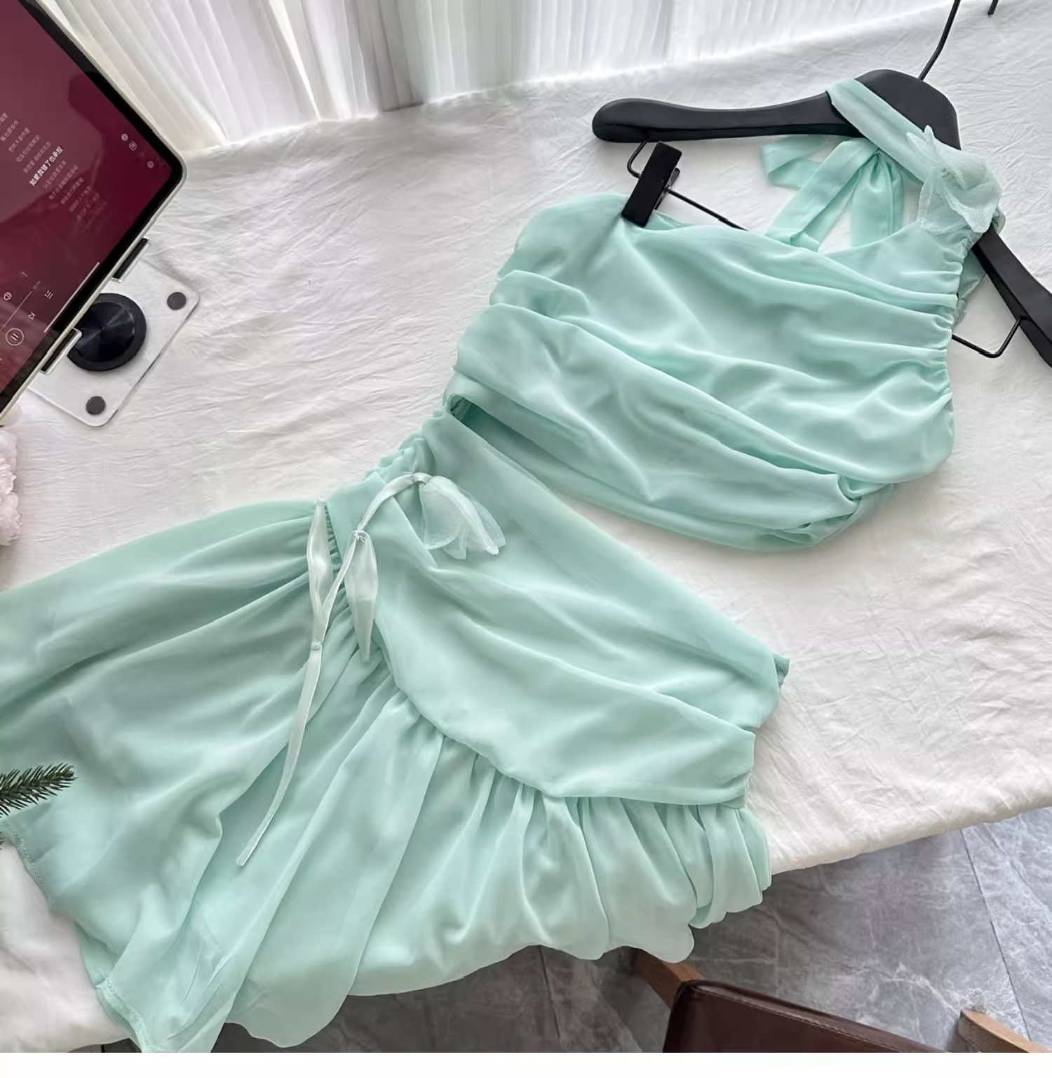 Sexy Green One Shoulder A Line Vacation Dress Mini Party Gown