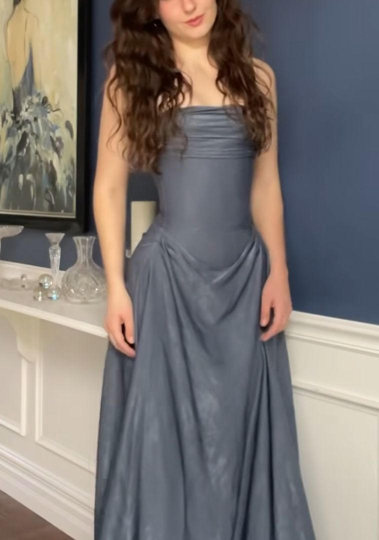 Fashion Strapless Satin Pleated Mermaid Long Prom Dress Birthday Party Dress
