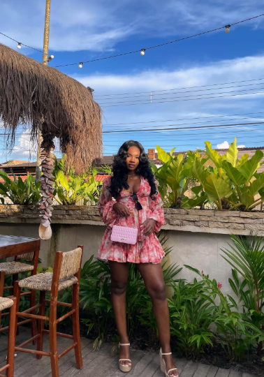 Beautiful Pink Chiffon Printed Floral A Line Short Party Dress Formal Birthday Dress Homecoming Dress