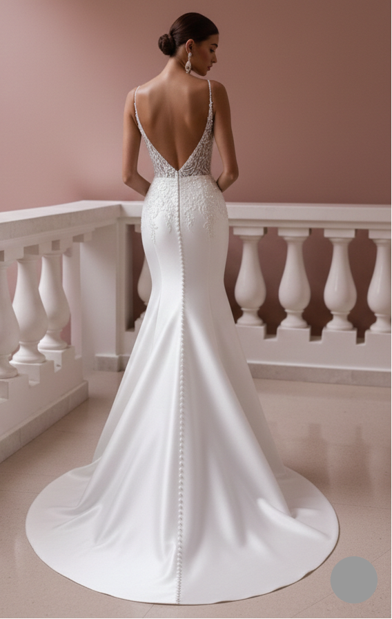 Elegant Wedding Dress Luxury Satin Long Mermaid Bridal Gown
