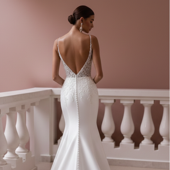 Elegant Wedding Dress Luxury Satin Long Mermaid Bridal Gown