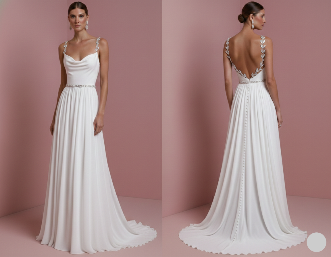 Empire Waist Wedding Dress Greek Long Chiffon Goddess Style