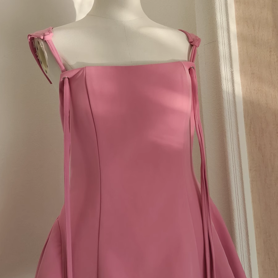 Cute A Line Straps Pink Satin Short Homecoming Dresses Birthday Outfits