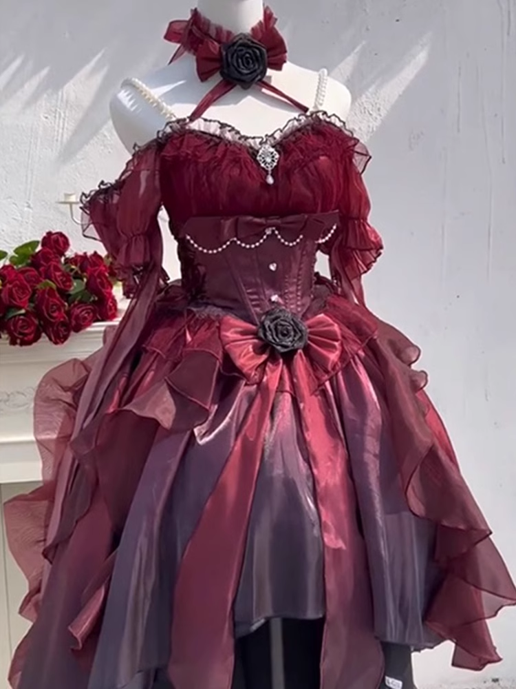 Chic High Low Halter Burgundy Organza Party Birthday Dresses Birthday Outfits