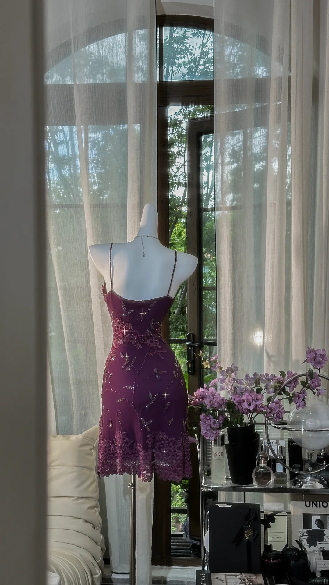 Vintage Spaghetti Straps Purple Lace Appliques Beaded Sheath 8th Grade Homecoming Dress Short Birthday Outfits