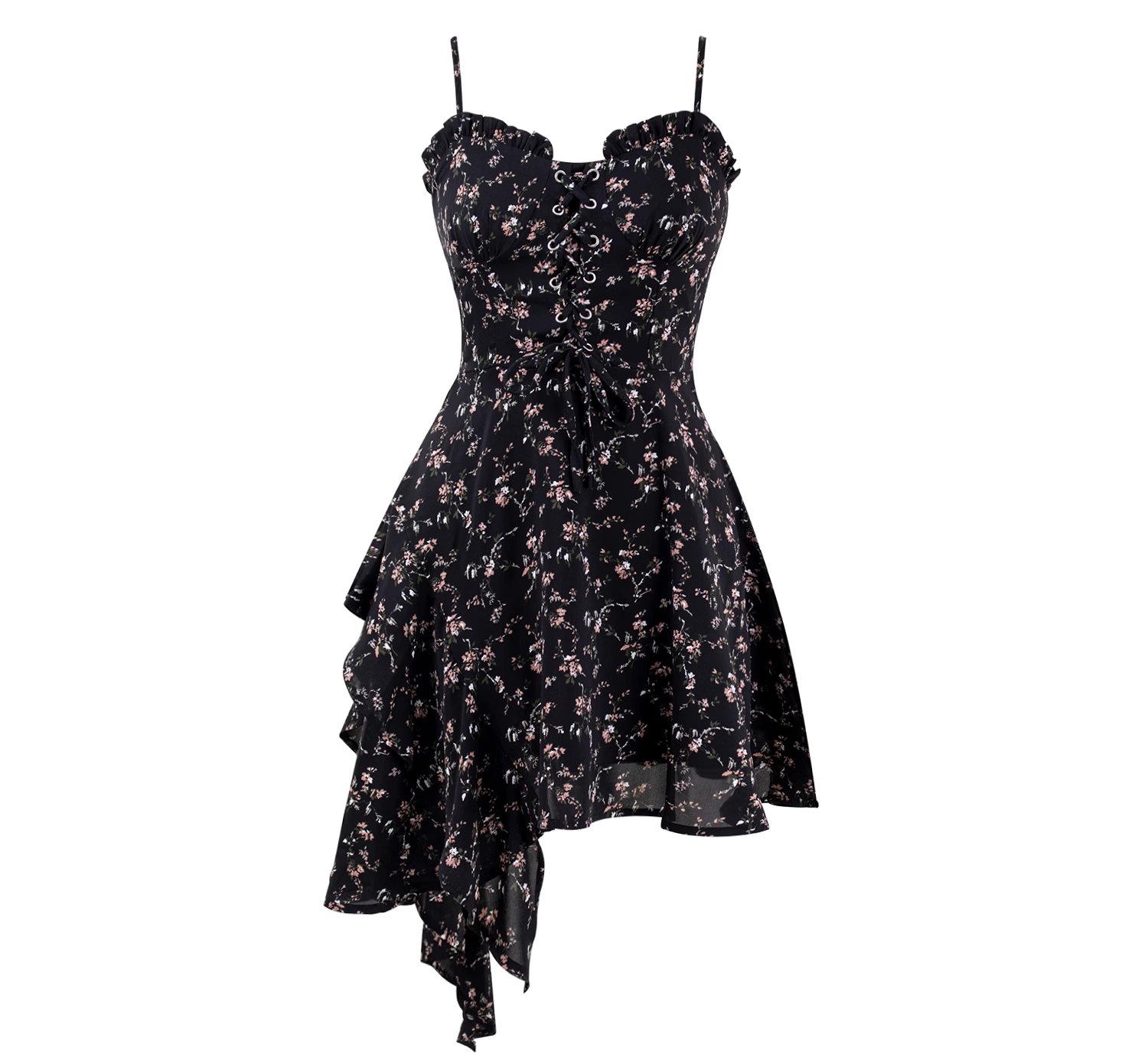 Women's Irregular Floral Suspender Dress Holiday Dresses
