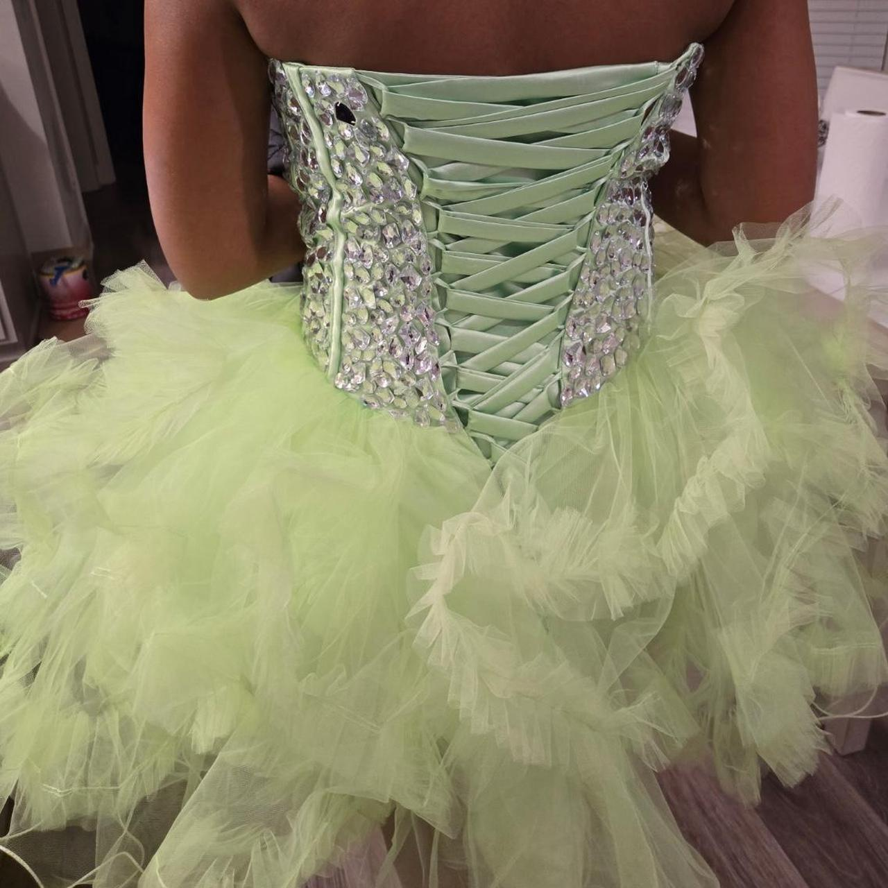 Fashion Sweetheart Neck Green Strapless Tulle Beaded Short 7th Grade Homecoming Dress Cocktail Dress