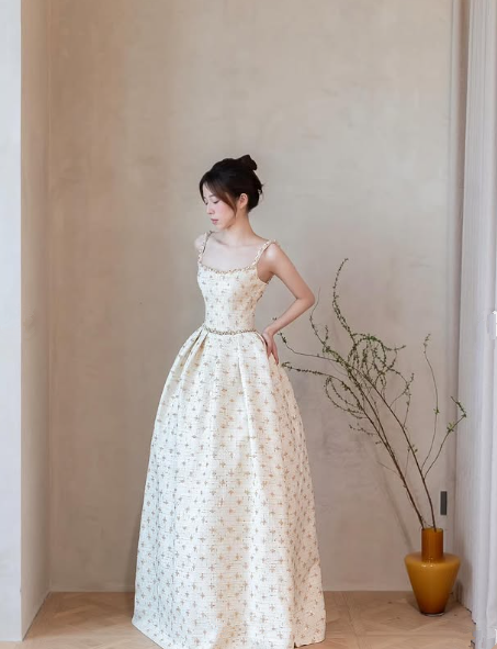 Elegant Spaghetti Straps Satin Print Floral Party Prom Dress,A Line Evening Dress