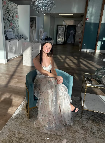 Beautiful Spaghetti Straps Lace Layered Evening Dress,A Line Slit Prom Dress
