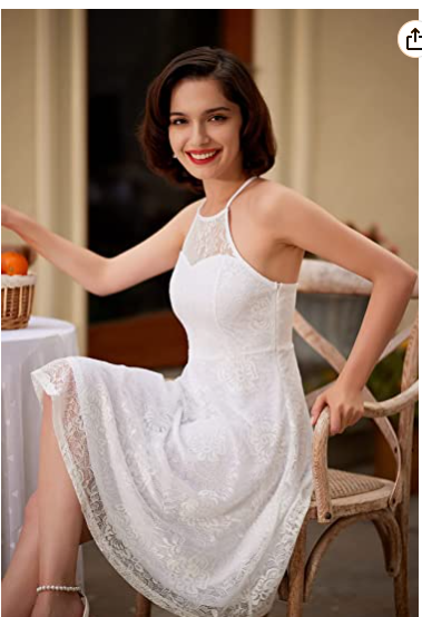 Lace Cocktail Dresses for Women Wedding Guest A-Line Keyhole Party Short Formal Prom Dress
