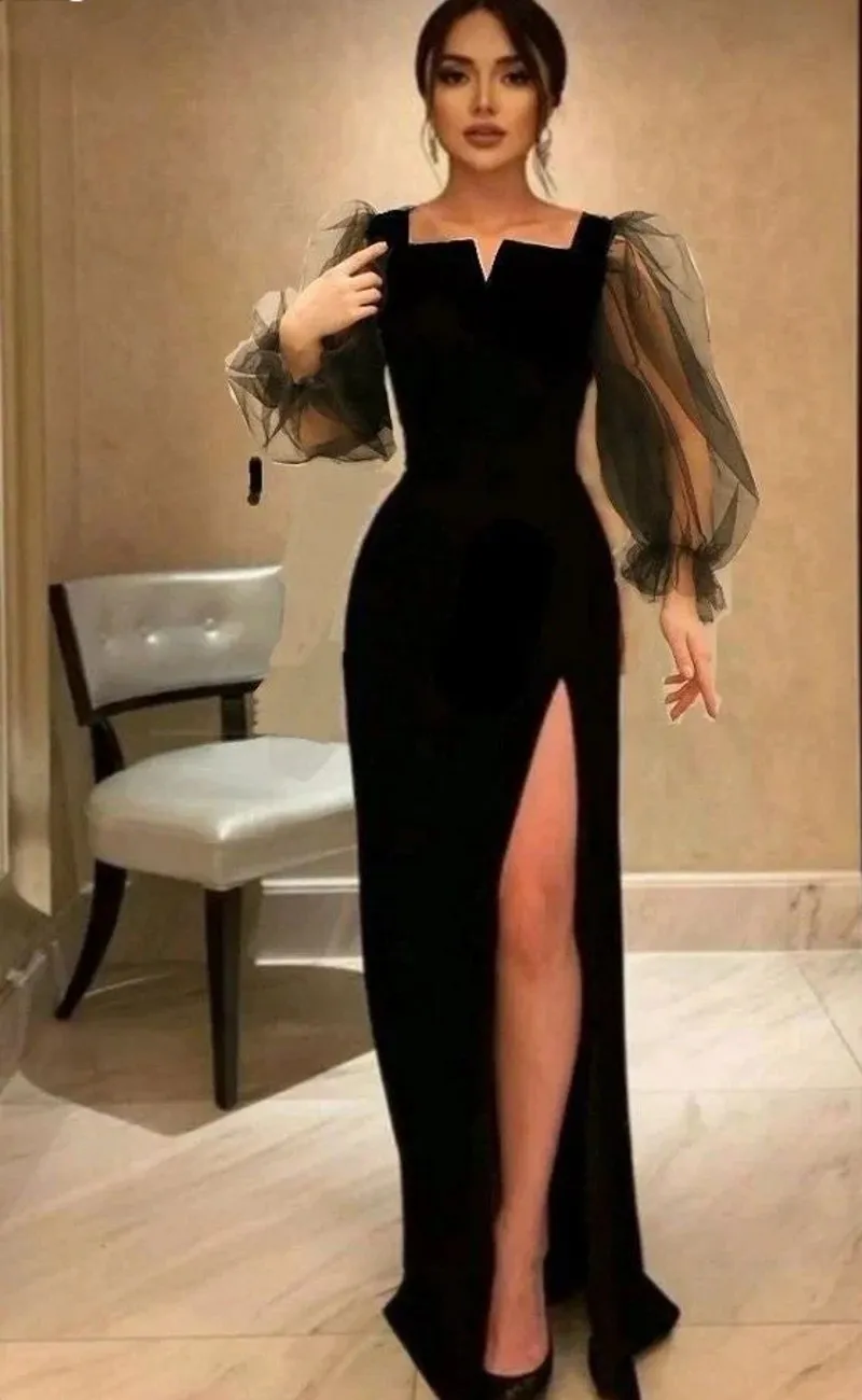 Black simple prom dress mermaid elegant dress