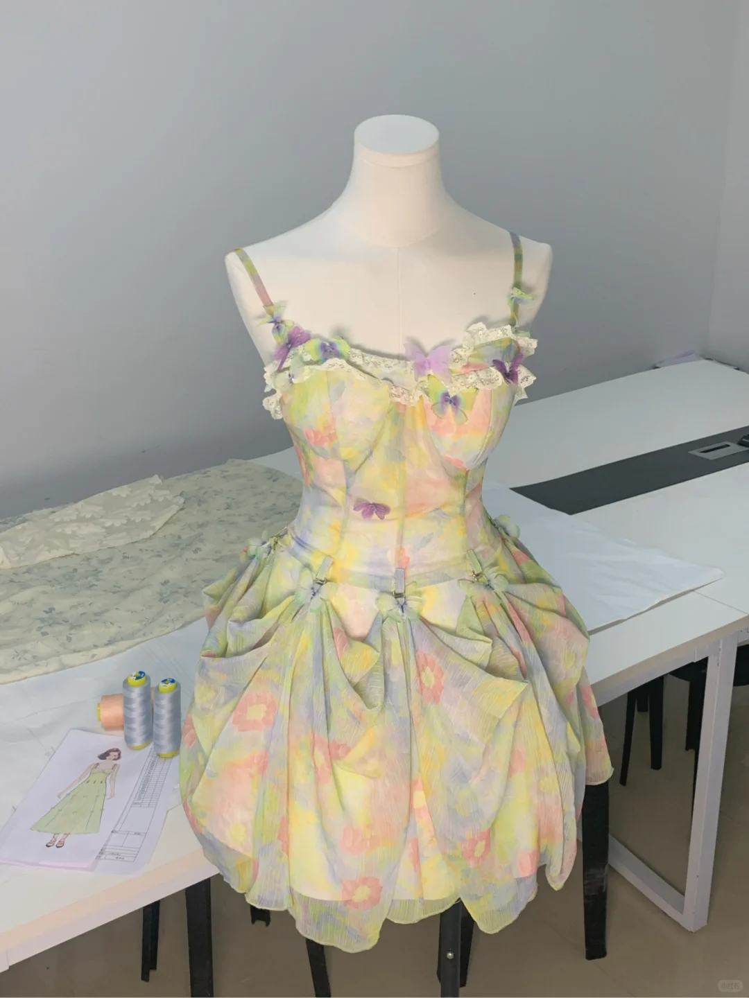 Beautiful Spaghetti Straps Chiffon Print Floral A Line Short Party Dress Formal 6th Grade Homecoming Dress