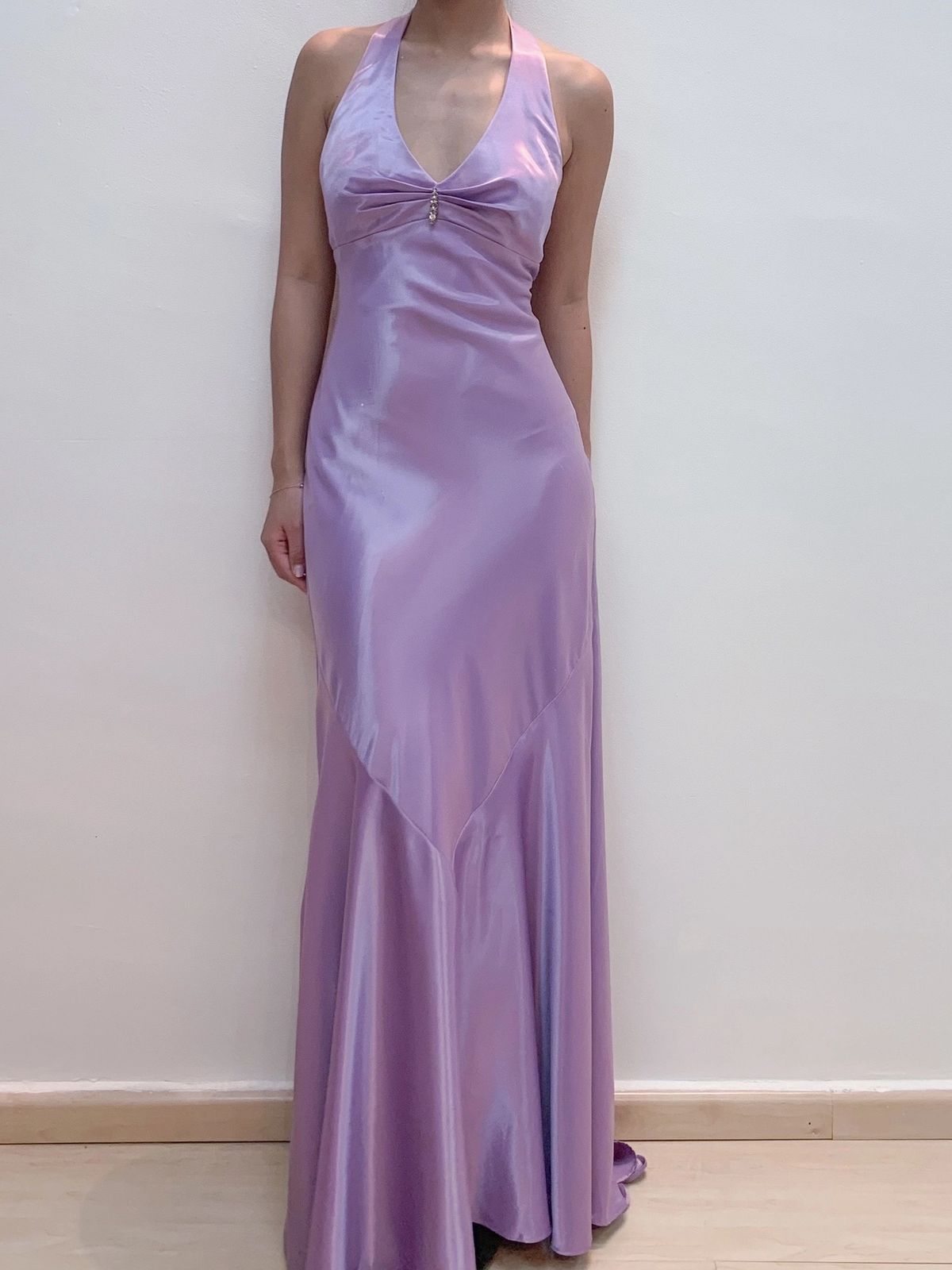 Elegant V NecK Purple Satin Mermaid Long Wedding Guest Dress Party Dress