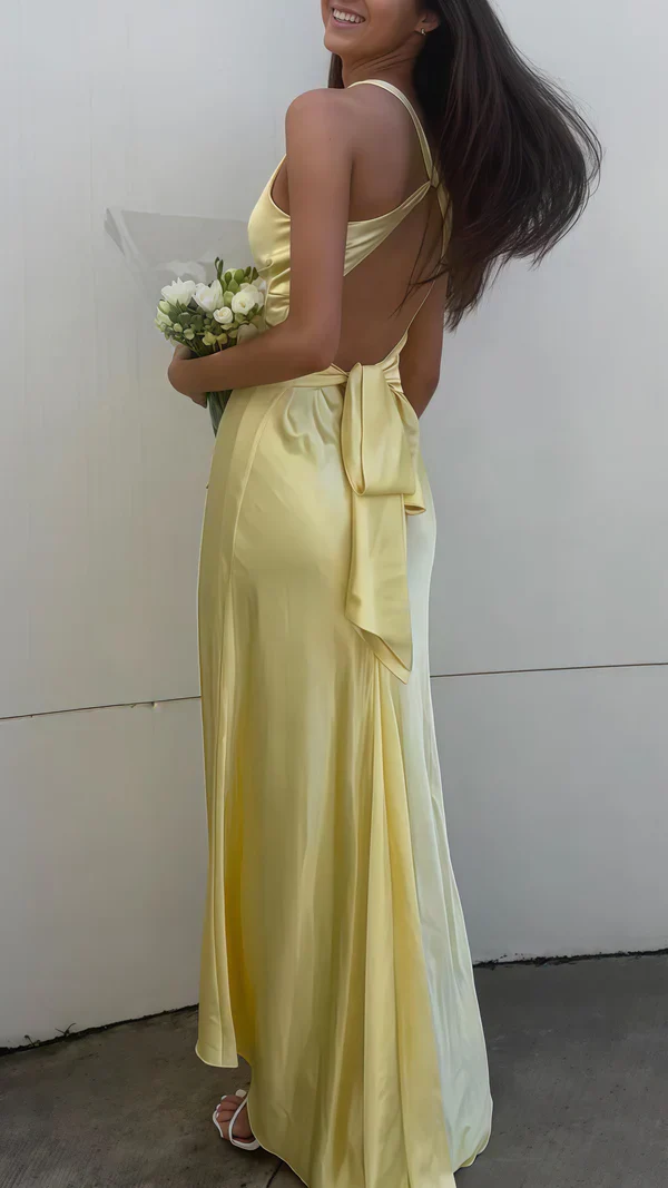 Simple Green Backless Long Party Evening Dress