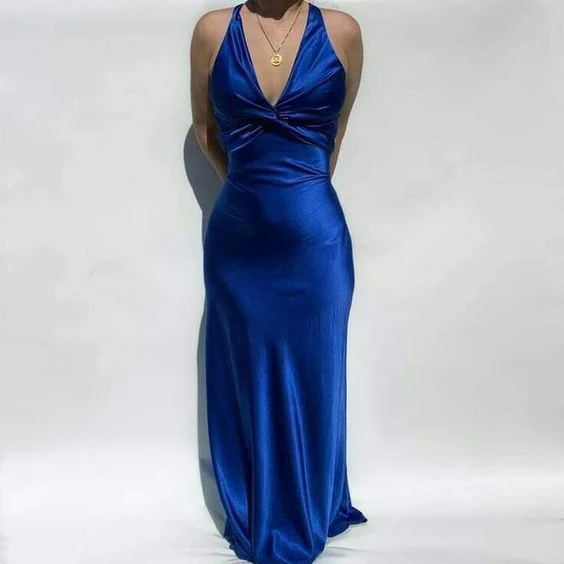 Sexy V-Neck Long Prom Evening Dresses, Simple Party Dresses