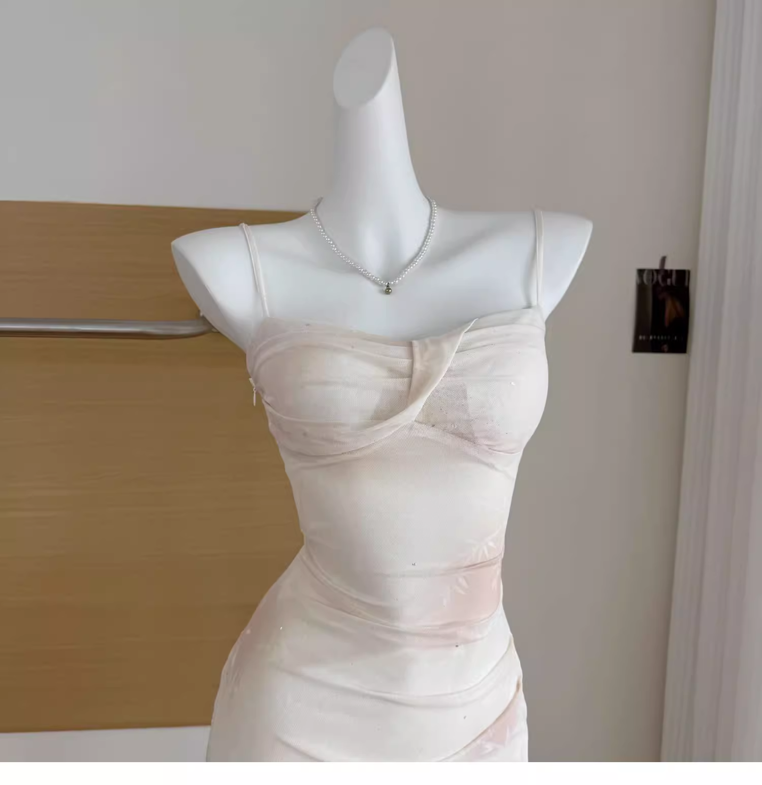 Apricot Suspender Dress Sexy Waist Beautiful Long Vacation Dress