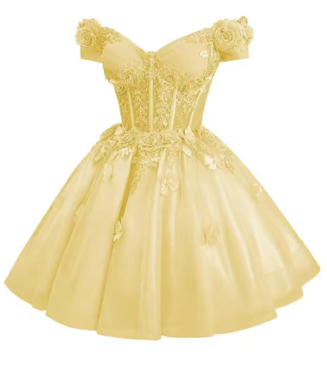 Pretty Off The Shoulder Tulle Appliques Homecoming Dress Pink Short Birthday Dress