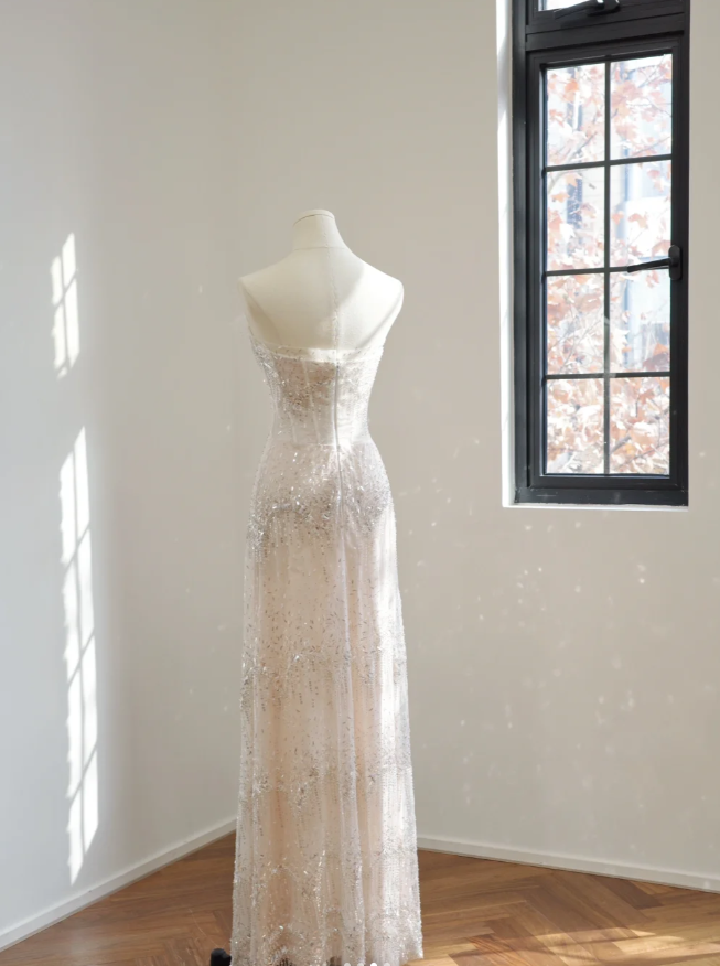 Pretty Off The Shoulder Tulle Sequin A Line Long Party Dress Evening Dress