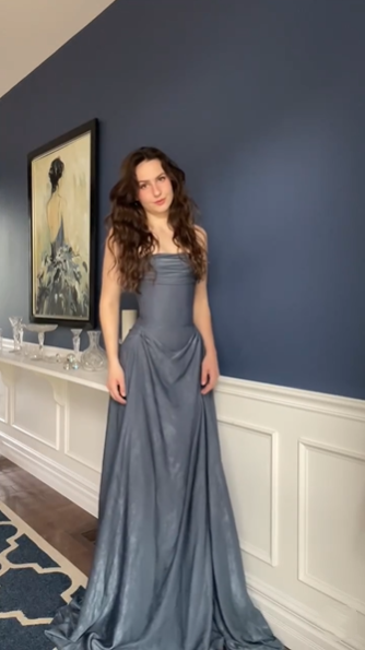 Classy Gray Satin Pleated Mermaid Party Dress Long Wedding Guest Dress