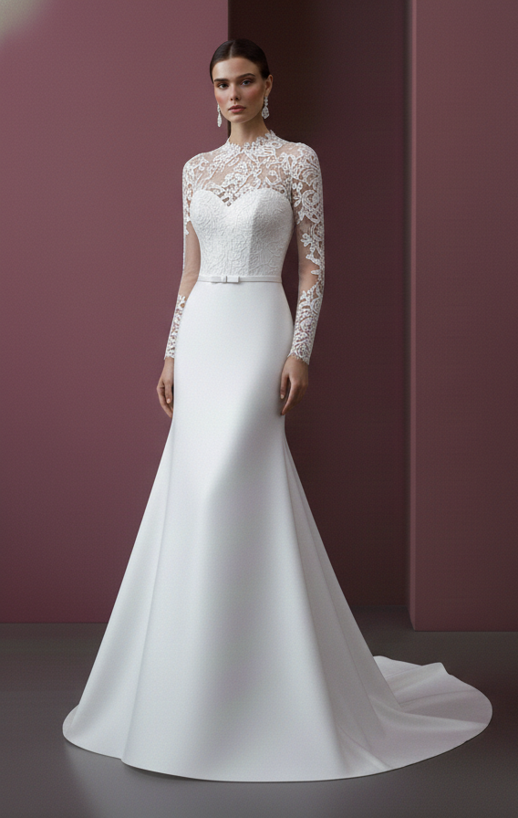 Fringe Wedding Dress Retro Classic Long Modest Style Bridal