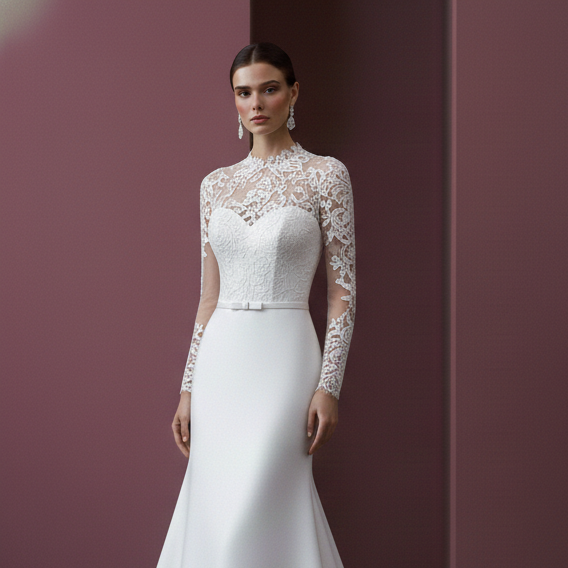 Fringe Wedding Dress Retro Classic Long Modest Style Bridal