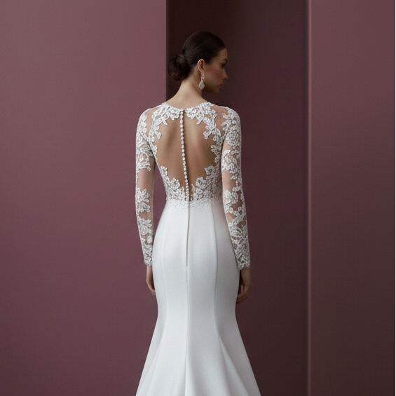 Fringe Wedding Dress Retro Classic Long Modest Style Bridal