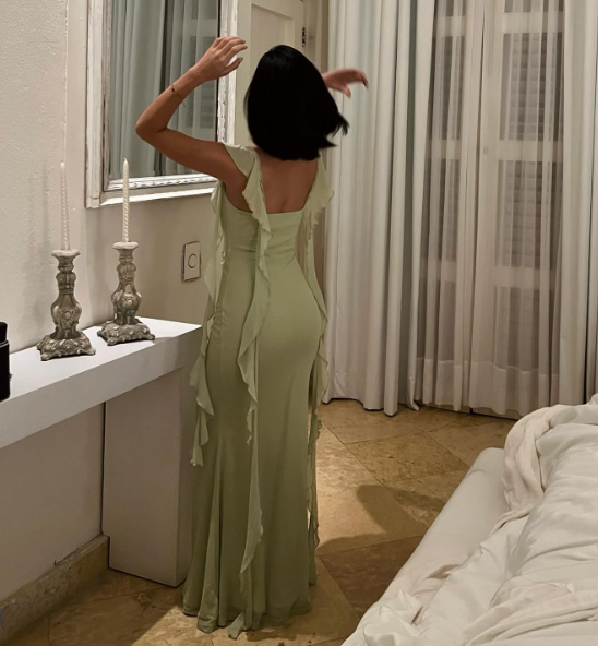 Cute Light Green Chiffon Ruffle Mermaid Wedding Guest Dress Formal Bridesmaid Dress