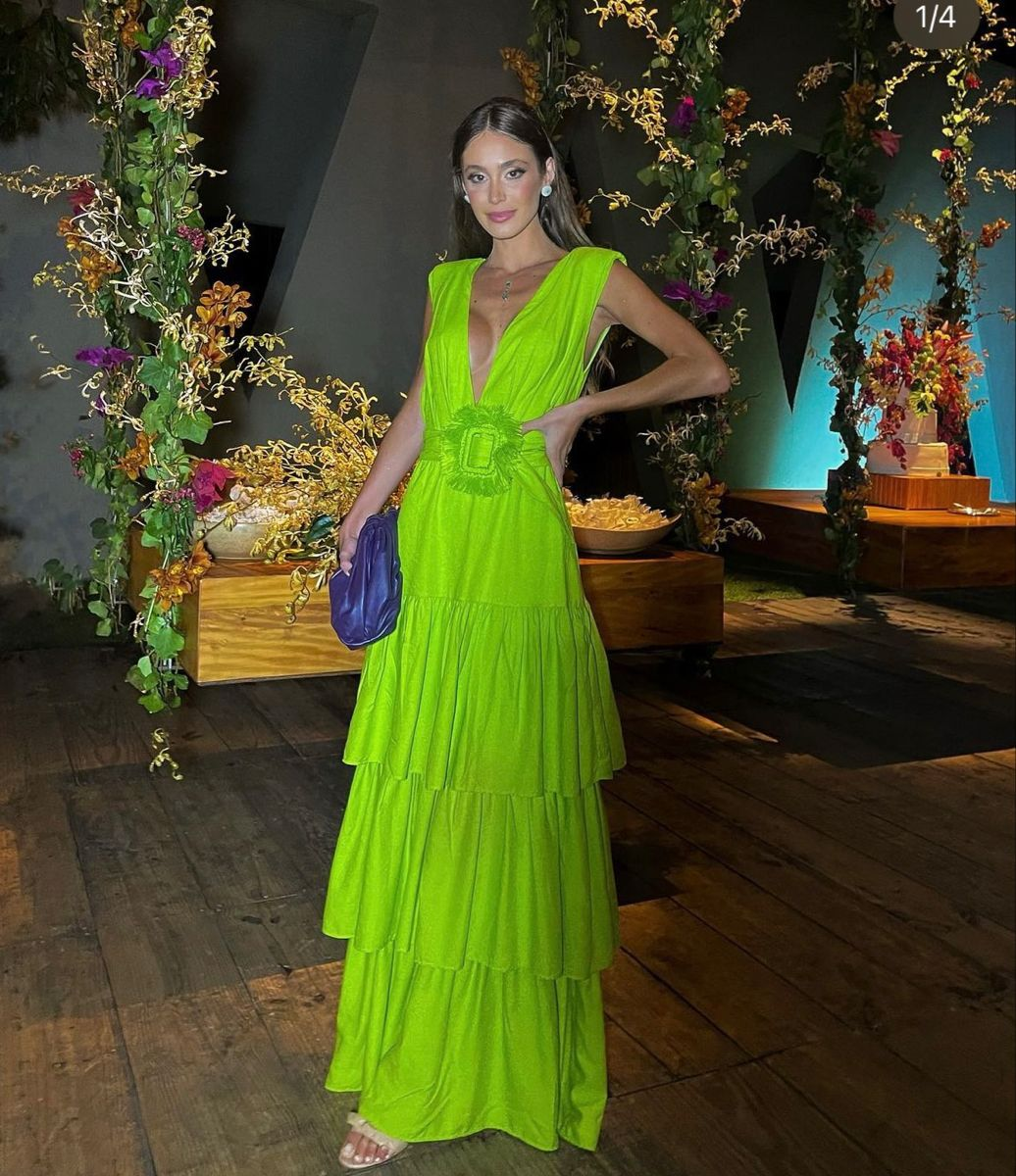 Green Deep V Neck Long Prom Dress,Green Multi-layered Evening Dress