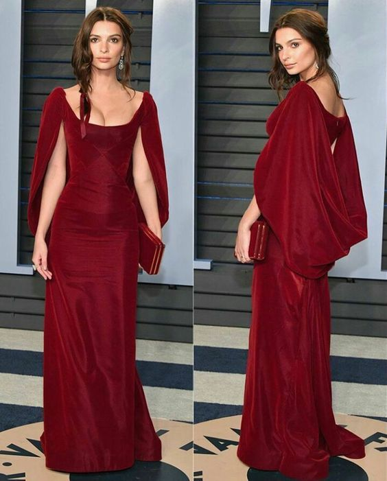 Vintage Burgundy Mermaid Long Prom Evening Dress Formal Party Gown