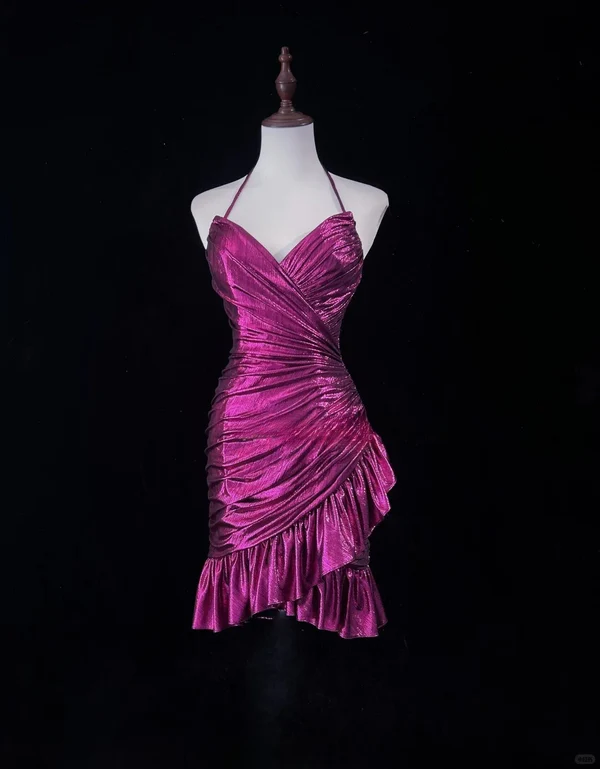 Sexy Halter Pleated Mini Cocktail Dresses Homecoming Dress