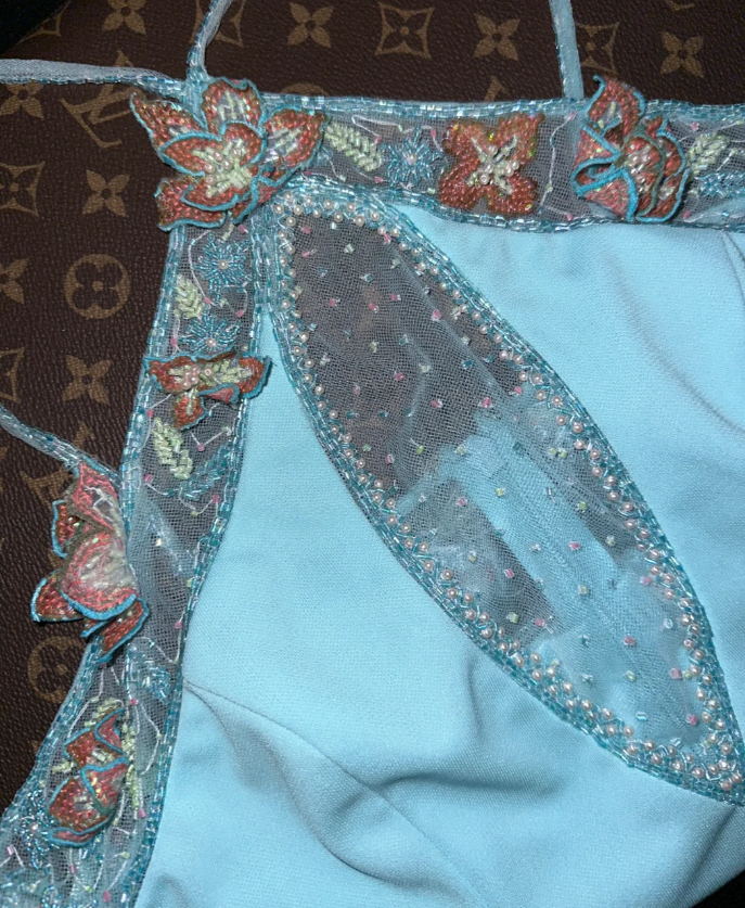 Classy Blue Satin Appliques Mermaid Party Dress Long Evening Dress