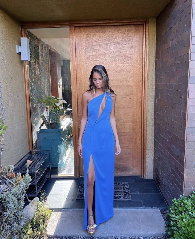 Chic Blue Sheath/Column Prom Dress With Split