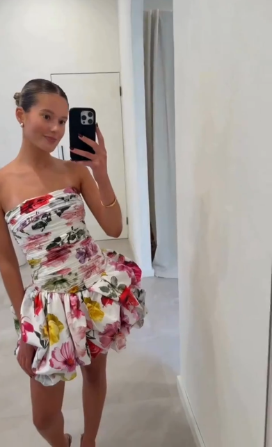 Pretty Strapless Satin Print Floral Pleated A Line Short Homecoming Dress Formal 20th Birthday Outfits