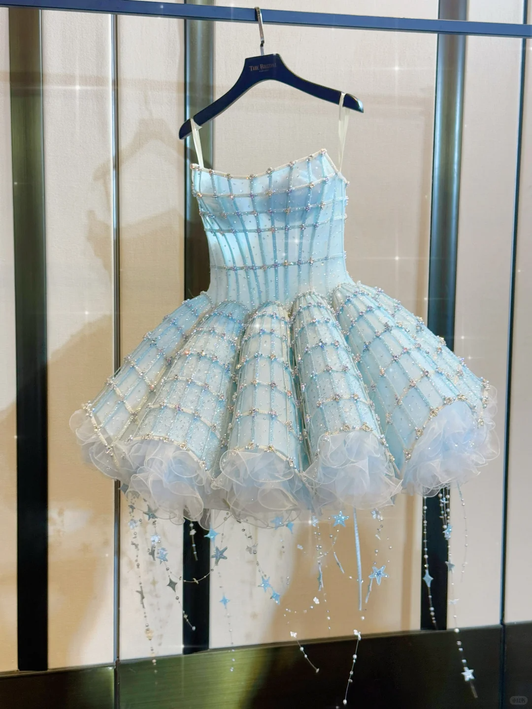 Fantasy Blue Tulle Beaded Short Birthday Dress A Line Homecoming Dress