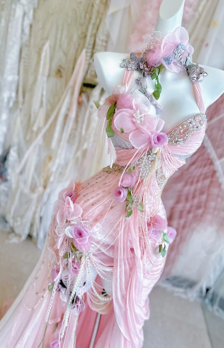 Classy Halter Pink Tulle Beaded Appliques Mermaid Long Party Dress Formal Evening Dress