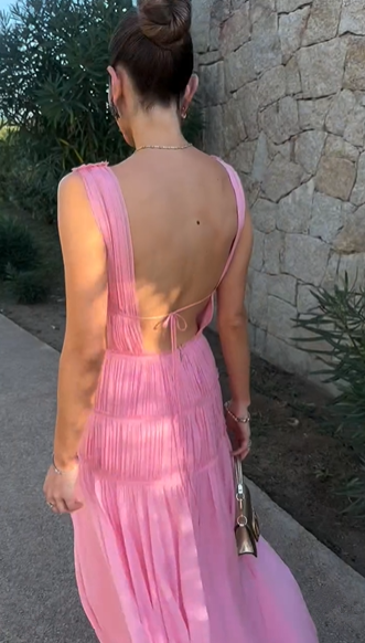 Sexy Deep V Neck Backless Evening Dress A Line Chiffon Party Prom Dress