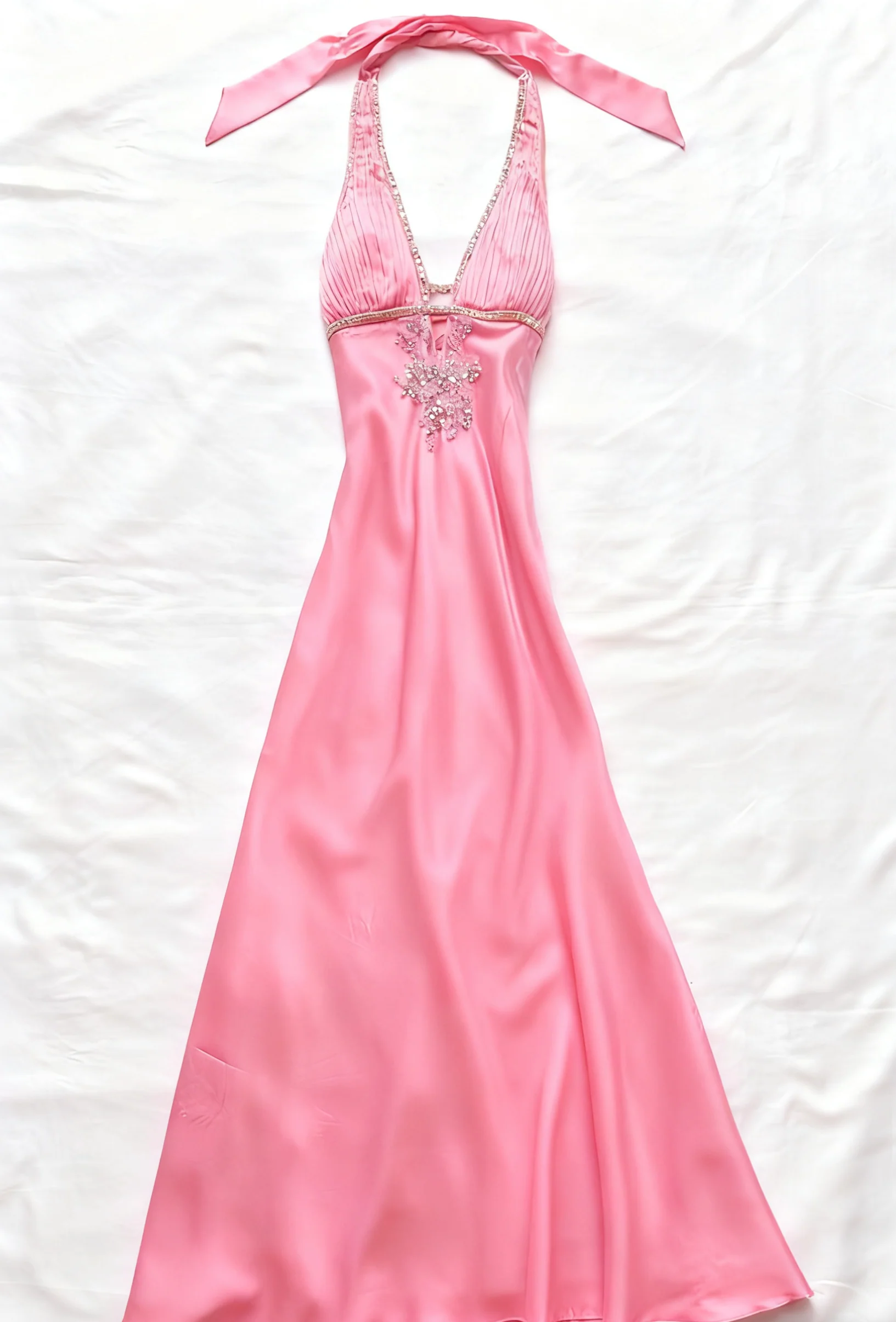Stylish Halter Burgundy V Neck Satin Beaded Long Wedding Guest Dress Formal Party Gown