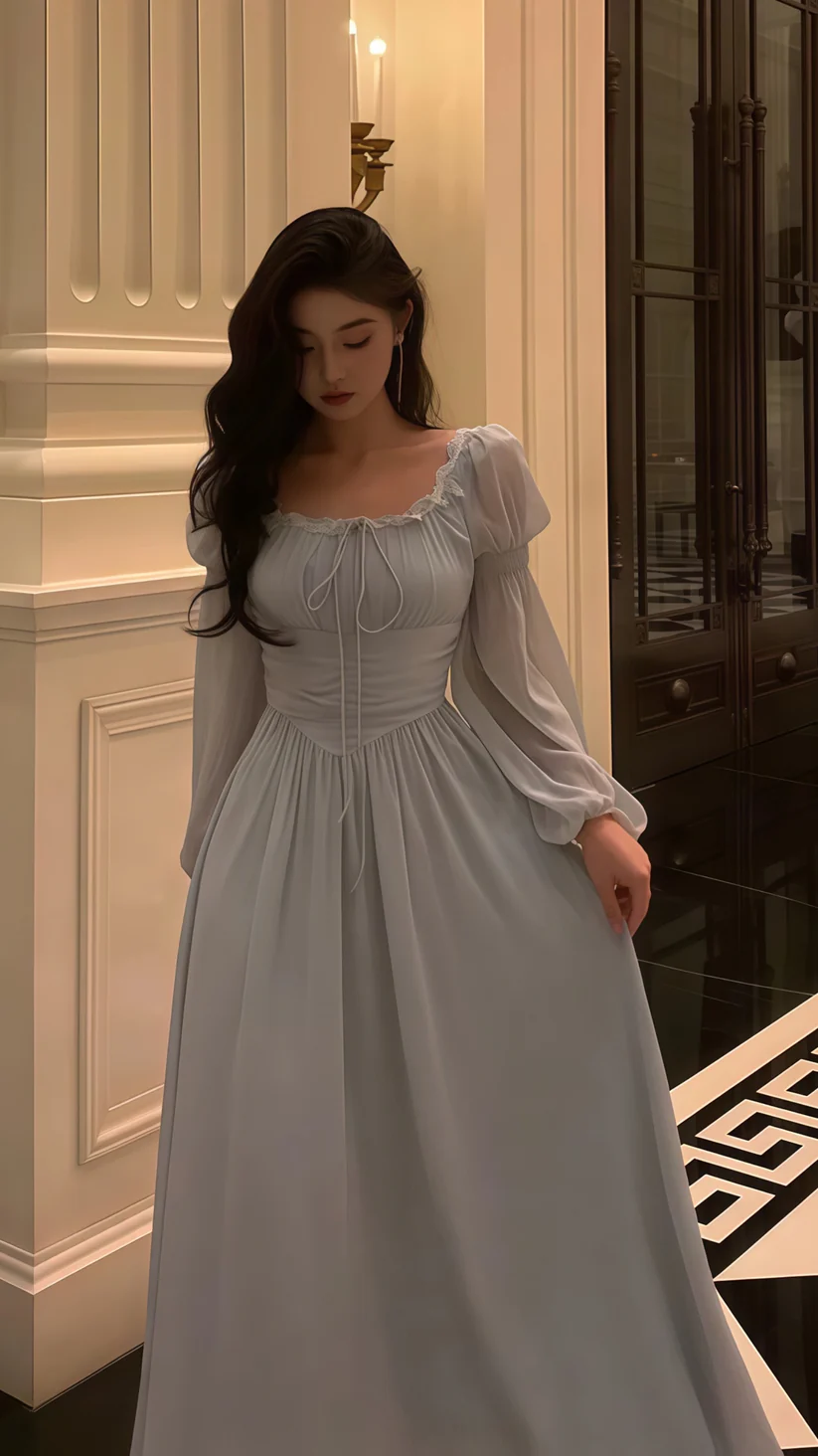 Elegant Chiffon A Line Evening Dress,Long Party Prom Dress
